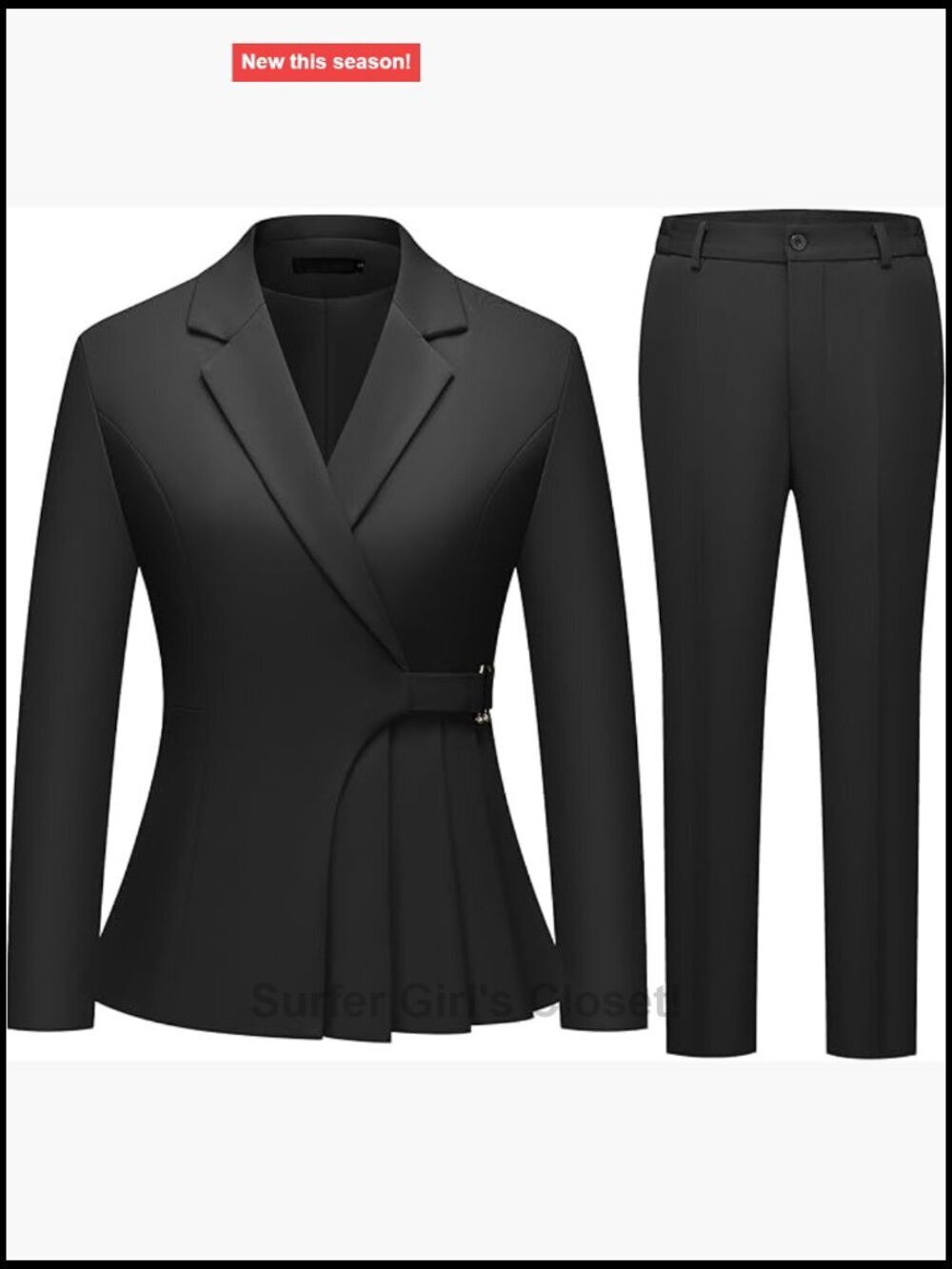 2 Piece Pantsuit Set Business Casual Blazer Suit for Women Slim Fit